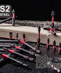 Impact Tough Magnetic 45 Piece Bit Set With S2 Alloy Steel Insert Bits on wooden surface, assorted sizes visible