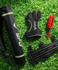 All In One Archery Starter Kit For Beginners And Pros featuring leather arm guard, 3 finger gloves, back quiver, and arrow puller