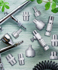 14 Piece Airbrush Adapter Set With Quick Disconnect Fittings And Quick Release Hose Connectors For Air Compressors, adapters shown