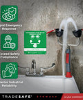 Go To Heavy Duty Eye Wash Station With Dual Head Drench Hose For Emergency Use, wall mounted, in operation next to sink