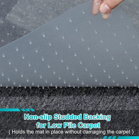 Heavy Duty Office Chair Mat for Carpets 48 By 36 Inches Clear Plastic Floor Protector with Non Slip Backing close-up