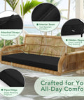 Outdoor Bench Cushion For All Weather Use, Waterproof, Fade Resistant, Non Slip Pad With Removable Cover on porch swing