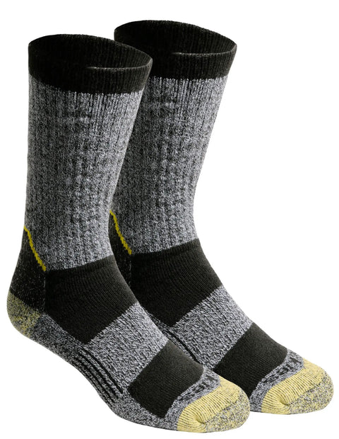Kevlar Reinforced Steel Toe Crew Socks For Men Built Tough With Arch Support And Achilles Pad, Boss Level Durable Work Socks For Long Shifts, Black Large, 2 Pack Or 4 Pack