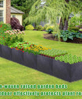 12x2x1ft Fabric Raised Garden Bed For Outdoors Nonwoven Planter Box Easy Setup No Tools Needed, planted with flowers and herbs