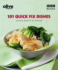 101 Quick Fix Dinner Recipes Cookbook By Janine Ratcliffe featuring a bowl of chicken and greens on a green background.