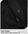 Close-up of Mens Fleece Jacket With Polar Fleece And Suede Texture Two Way Stretch Lightweight Zip Up Athletic Coat chest pocket