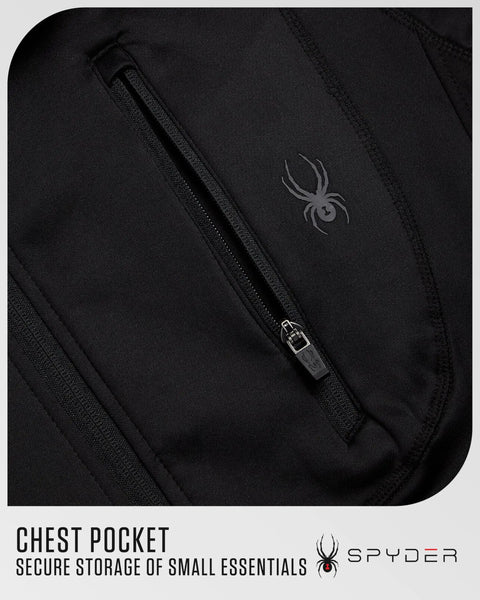 Close-up of Mens Fleece Jacket With Polar Fleece And Suede Texture Two Way Stretch Lightweight Zip Up Athletic Coat chest pocket