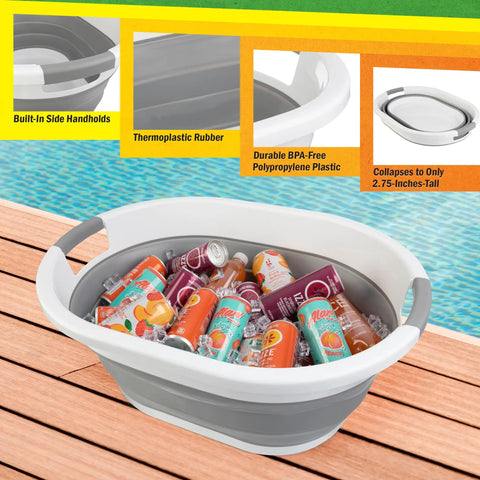 Collapsible Laundry Basket 39L 10.3 Gallon Portable Sink Multipurpose Plastic Bin Hamper Ice Bucket Camping Essential