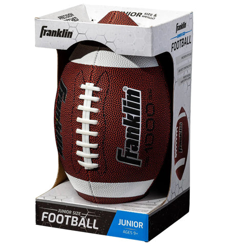 Junior Youth Football For Kids With Extra Grippy Synthetic Leather Ball, Pro Style Laces, Brown and White, in packaging