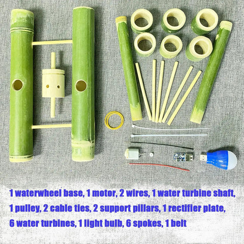 Hands On Hydroelectric Generator Kit With Natural Bamboo Construction Easy Assembly Safe 6V Output Water Power Model For Lab And Physics Projects Eco Friendly And Safe Energy Science Experiment, bamboo parts kit
