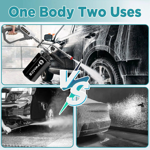 Pressure Washer Foam Gun With Dual Connector, Foam Cannon And Double Tip Attachment Car Wash Kit in action on car