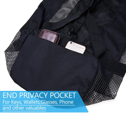 Oversized 37 Inch Mesh Dive Bag For Scuba Gear And Sports Equipment with end privacy pocket for keys and phone.