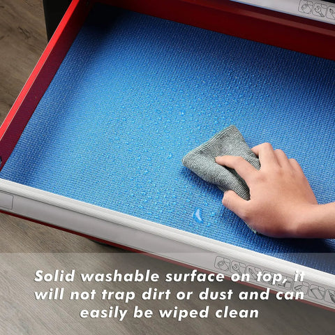 Blue Non Slip Foam Rubber Drawer Liner For Tool Boxes And Drawers, Easy Cut With Textured Grip To Protect Tools From Scratches