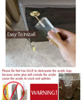 Installation of clear acrylic furniture legs replacement set of 4 for sofas cabinets with gold accent, 4.7 inch height.