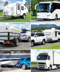 Heavy Duty 7 Way Trailer Cord Plug Connector With Clear Inspection Cover And 8 Foot Wiring Harness Built Like A Tank For Rv And Truck Tow Packages Weatherproof Design Keeps Connections Snug As A Bug shown in multiple towing scenarios.