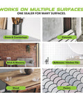 Hardcore Penetrating Sealer Spray For Concrete Brick And Unsealed Grout Leaves invisible stain shield on various surfaces.