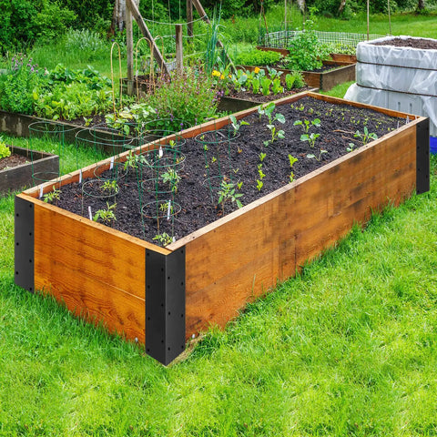 Raised garden bed with Set Of Eight Beefy Raised Garden Bed Corner Brackets With Wood Screws For 20 To 24 Inch Beds on grass