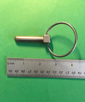 Two Pack Marine Grade Stainless Steel 316 Linch Pin Ring Catch 10.6 Millimeter Or Three Eighths Inch next to ruler on green background