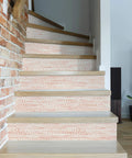 Stair risers with Coral Moire Dots Peel And Stick Wallpaper for easy DIY accent walls, removable self adhesive, 20.5 in by 16.5 ft.