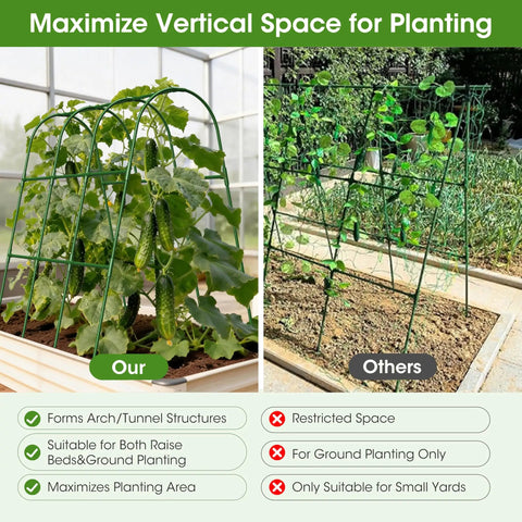 Comparison of U Shaped Garden Trellis for Climbing Plants and Cucumbers in Raised Beds Backyard Outdoor Metal Arch Trellis for Vines Rustproof Stainless Core With Plastic Coating Stable Arch Frame Space Saver Plant Support with other trellis.