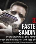 Using Pro Grade 150 Grit Sandpaper Pack With No Slip Grip Backing for 3x faster sanding on a surface for wood metal or drywall.