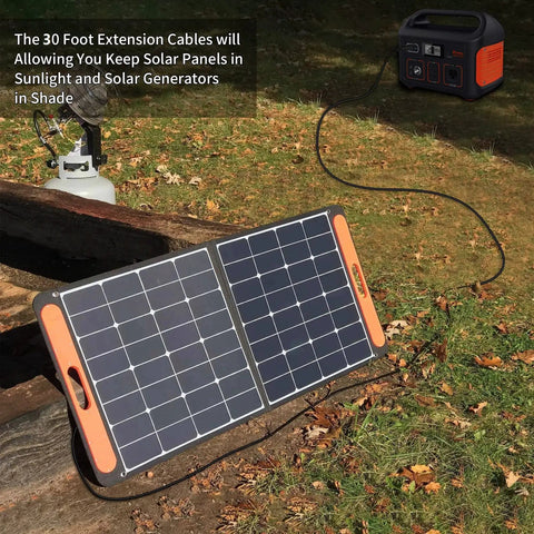 30 Foot Go-To Solar Panel Extension Cable 14AWG 8mm DC Plug Fits Explorer Series 1000 500 solar panel setup outdoors