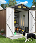 Heavy Duty 6x6 Outdoor Storage Shed With Lockable Double Doors, Galvanized Steel Build, Built In Ventilation, Weather Tough, All Season Ready, Ideal For Wheelbarrows, Bikes, Lawn Mowers, Yard Bins And Garden Gear, Black Brown.