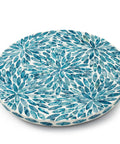 Top view of Lazy Susan Turntable Organizer With Mother Of Pearl Inlay, Wood Round Spinning Tray, 12.5 Inch Diameter with blue shell pattern
