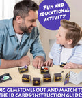 Father and son enjoying Treasure Chest Dig Kit Party Pack For 12 Kids With 12 Gems And Crystals Excavate Real Treasure Like A Pirate For Fun STEM Science Activity Gifts For Boys And Girls