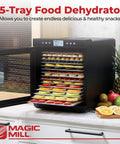 Kickass Food Dehydrator With Fifteen Extra Large Stainless Trays For Making Badass Beef Jerky And Crispy Dog Treats Featuring rear fan and adjustable heat.