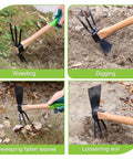 Hoe and Cultivator Garden Rake with 14 Inch Wooden Handle and Sharp Hoe Blade used for Weeding Digging Loosening Soil