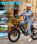 Two Seater Fat Tire Ebike With Front Basket And Rear Seat, 1000W Peak Power, 48V 13Ah Battery, City Commute Electric Bike
