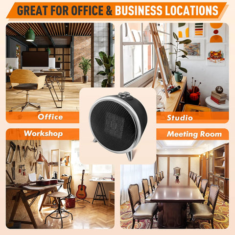 Vintage Inspired Ceramic Space Heater That Cranks Up The Warmth Fast, 1500W Portable Desktop Electric Heater in office settings