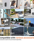 Image of Heavy Duty Dual Automatic Swing Gate Opener Support accessories including push buttons, sensors, and cameras.