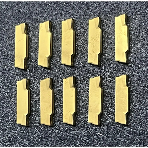 MGMN300-M Coated Carbide Inserts for CNC lathe grooving and steel cutting, set of 10, 3.00 mm thick and 0.4 mm radius