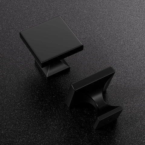 5 Pack Matte Black Square Cabinet Knobs For Kitchen And Bath Zinc Alloy Hardware Handles And Drawer Pulls Durable Build With A Slick Dope Finish Easy Install And Long Lasting