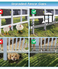 37ft Long Garden Animal Barrier Fence 13 Inch High Rustproof Metal Wire No Dig Dog Border Fence 26 Pack Ground Stakes 1.44 Inch Gap Decorative Fence Keep Dogs Rabbits Out of Your Yard installed with panel close-up.