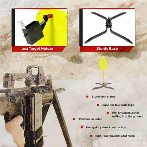 NP550 Steel Silhouette Target Twelve By Twenty Inches With Target Hanger And Two By Four Stand Base details