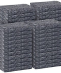 Stack of 24 Piece Bulk Pro Grade Built Tough Moving Blankets 80 By 72 Inch Quilted Furniture Pads in gray, folded for storage