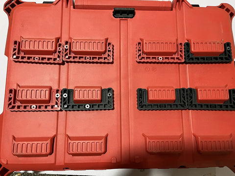 16 Piece Packout Cleats And Feet Kit For Milwaukee System mounted on red storage case