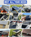 No-Nonsense 12V Solar Battery Charger With LCD Voltage Tester, 20W Trickle Charger installed on various vehicles and equipment.