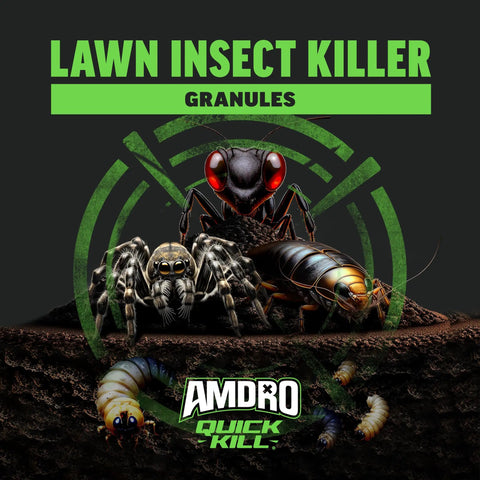 Graphic showing insects above soil for Quick Kill Lawn Insect Killer Granules 10 Lb Black Label for Fleas Ticks and Lawn Pests