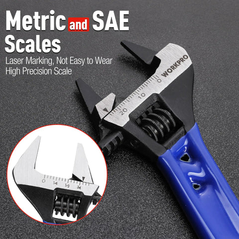 4 Inch Thin Jaws Stubby Adjustable Wrench With Wide Opening And 2Mm Slim Jaws For Tight Spaces CRV Steel With Black Oxide Finish