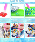 Diamond Art Kit For Kids Ages 8 To 12 6x6 Canvas With 7x7 Frame Kid Friendly No Fuss Easy Starter Set showing step-by-step process.