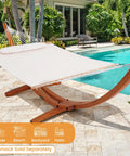 13 Ft Outdoor Arc Wood Hammock Stand For Two People With Pine Frame, Carabiners And Chains Included, Natural Finish, 500 Lb Capacity