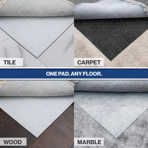 Non Slip Rug Pad 4 By 6 Foot Reversible Gripper For Hardwood Vinyl Tile And Laminate Floors demonstration on surfaces