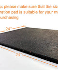 Ultra Sturdy Rubber Anti Vibration Pad 24 By 24 Inch Square, 0.6 Inch Thick Floor Safe Vibration Dampener with size suggestion