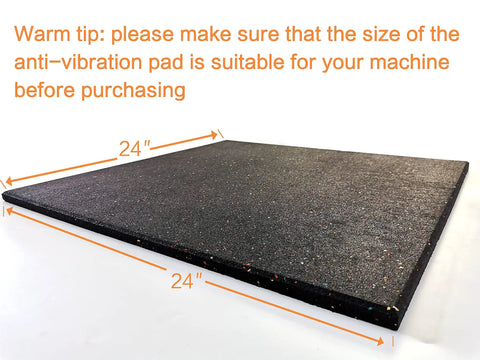Ultra Sturdy Rubber Anti Vibration Pad 24 By 24 Inch Square, 0.6 Inch Thick Floor Safe Vibration Dampener with size suggestion
