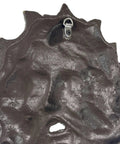Top Tier Green Man Wall Decor, Slick 9.75 Inch Heavy Duty Cast Iron Plaque close-up of intricate details and hook for hanging.
