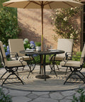 Outdoor Dining Chair Cushions 4 Pack High Back Water Resistant Patio Seat Cushions With Ties Removable Covers Cream on chairs